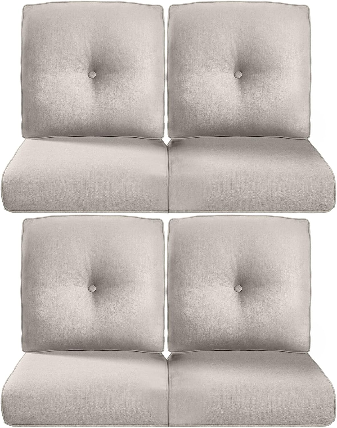 22x25/22x24 Outdoor Cushions for Patio 5 Piece Set - Set of 5 Water-Resistant Replacement Cushion for Wicker Rattan Dining Rocking Swivel Chairs Loveseat Couch Sectional Sofa - Beige/Button