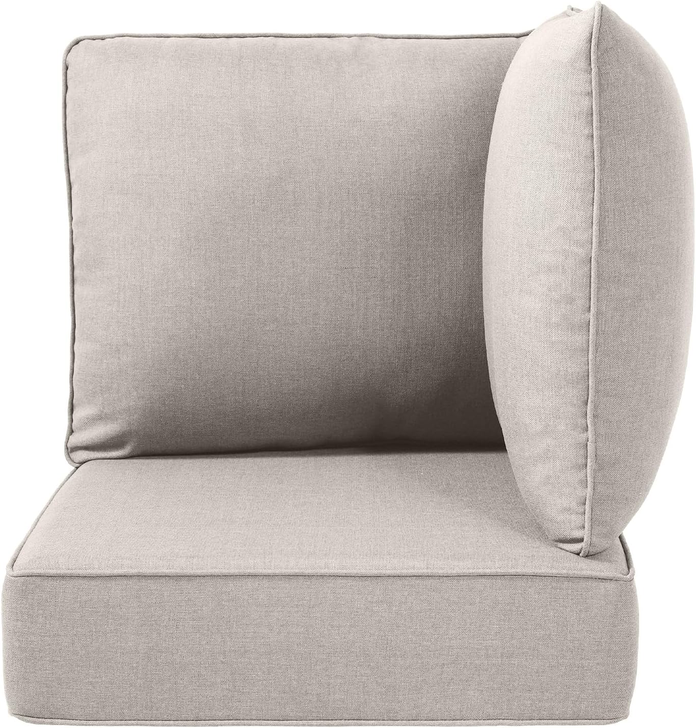 Luxury 24x24x6 Outdoor Cushions for 5-Seat Sectional Sofa Set of 5 - Water-Repellent 11-Piece Patio Cushion Set for Outside Rattan Wicker Loveseat Chair L-Shape Couch - Beige/Classic