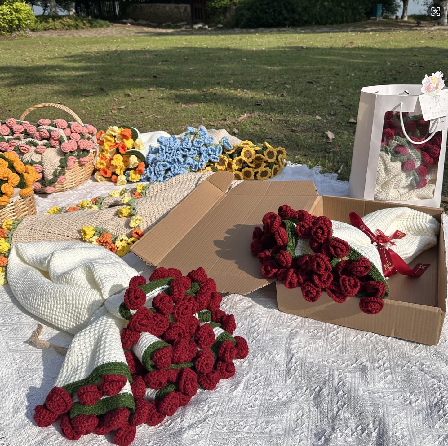 Red Rose Flower Blanket Floral Throw Blanket (Without Leaves), Gift for Mom, Multi-use Home Decoration 51in