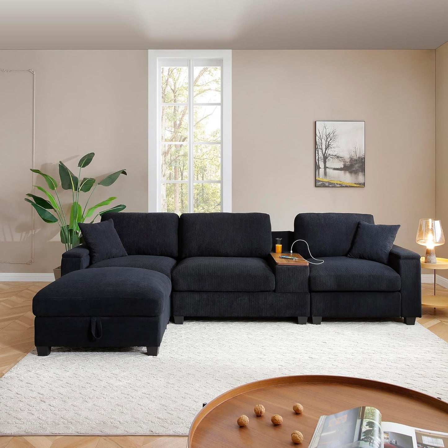 Oversized Modular Sectional Sofa Modern Cloud Couch with Movable Ottoman 7 Seater U/L Shaped Lounge Sofas Comfy Couches with Thicked Cushion Backrest for Living Room Spacious Space Office