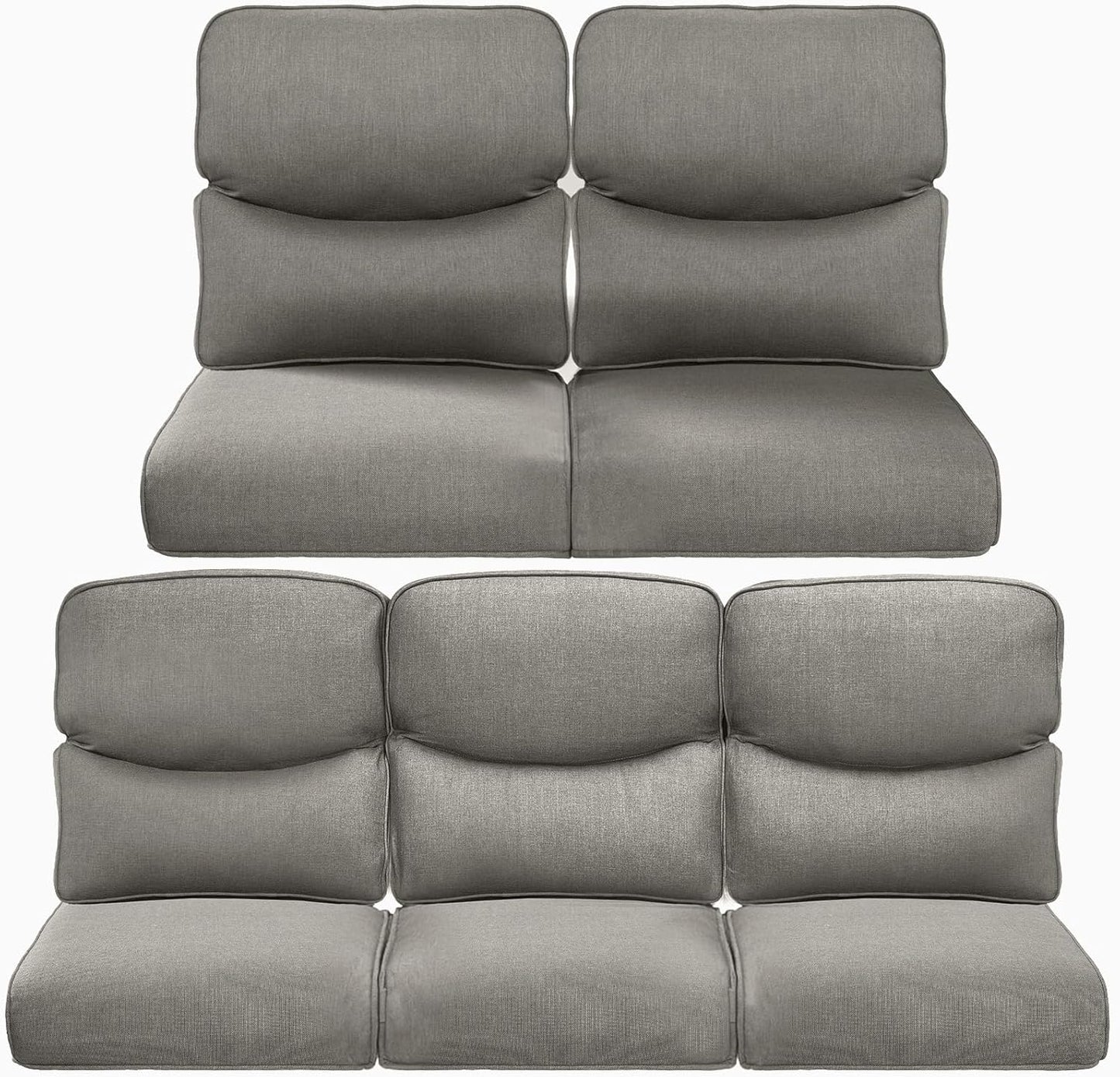 22x25/22x24 Outdoor Cushions for Patio 5 Piece Set - Set of 5 Water-Resistant Replacement Cushion for Wicker Rattan Dining Rocking Swivel Chairs Loveseat Couch Sectional Sofa - Beige/Button