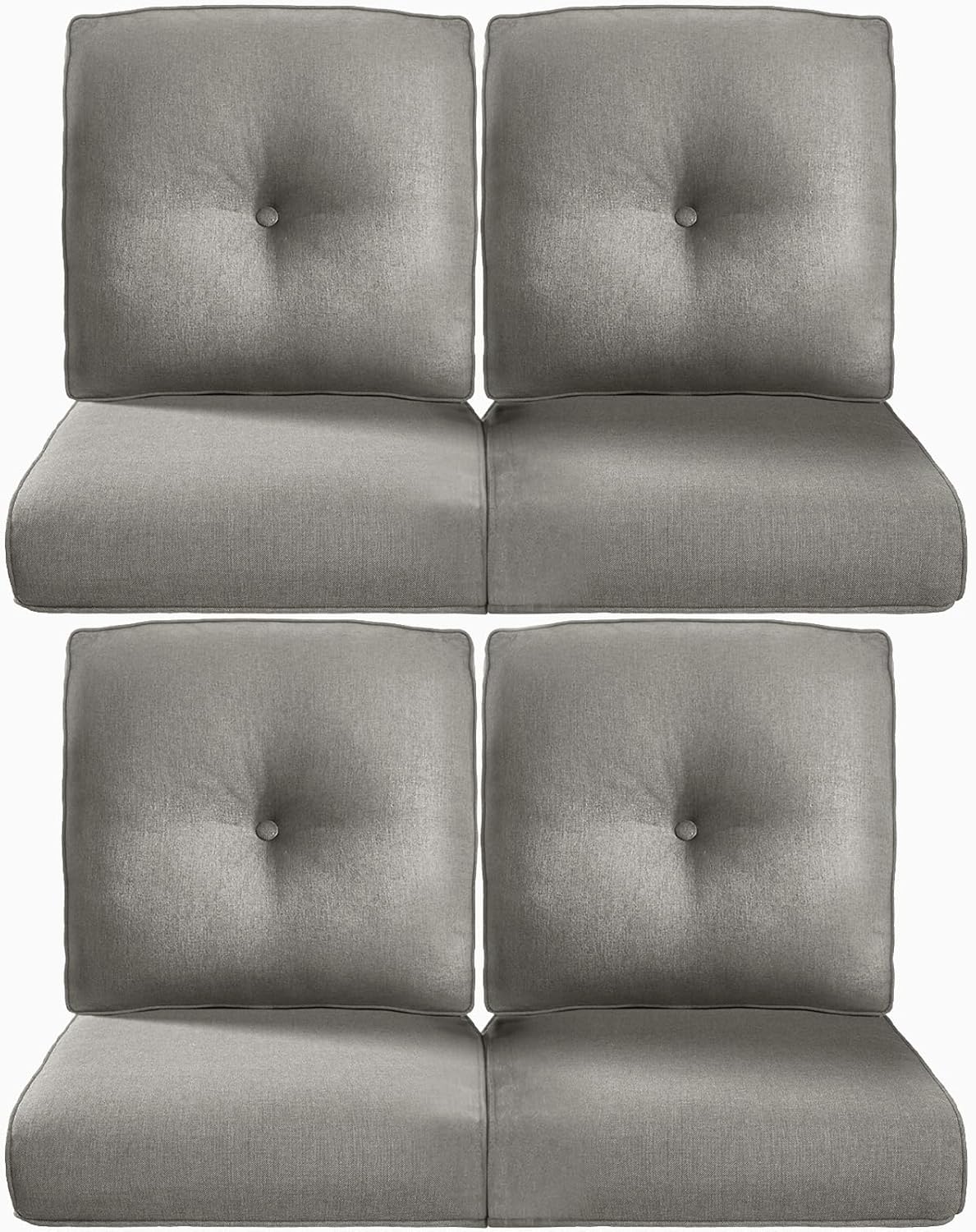 22x25/22x24 Outdoor Cushions for Patio 5 Piece Set - Set of 5 Water-Resistant Replacement Cushion for Wicker Rattan Dining Rocking Swivel Chairs Loveseat Couch Sectional Sofa - Beige/Button