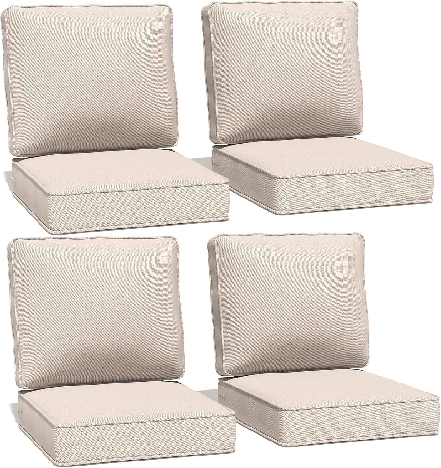 Outdoor Chairs Cushions 23 x 24 inch Patio Furniture Chair Cushion Set of 5 Water-Resistant Fade Resistant and Removable Cover for Sectional Sofa Wicker Chairs Loveseat Couch, Beige