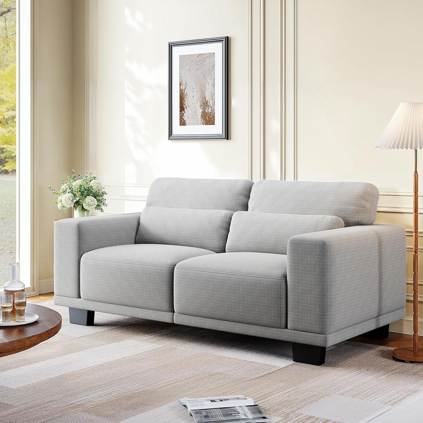 Amada 89" Sofa,3 Seater Sofa Couch for Living Room,Modern Couch with Deep Seats &Wide Armrests,Comfy Sofa with Supportive Futon &Thickened Cushion,Removable & Washable Covers,Grey