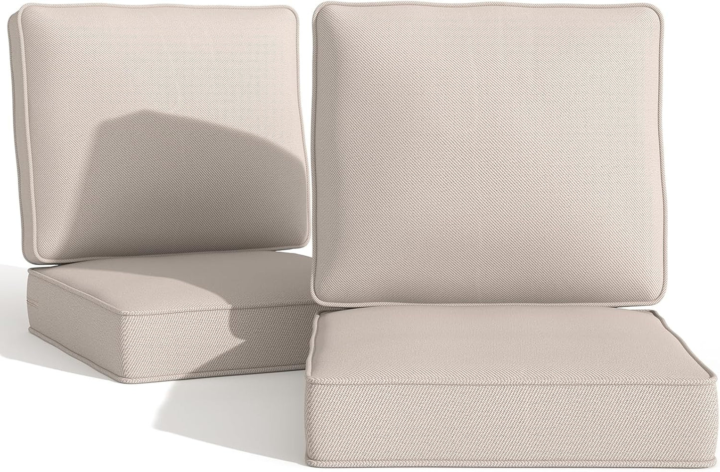 Outdoor Chairs Cushions 23 x 24 inch Patio Furniture Chair Cushion Set of 5 Water-Resistant Fade Resistant and Removable Cover for Sectional Sofa Wicker Chairs Loveseat Couch, Beige