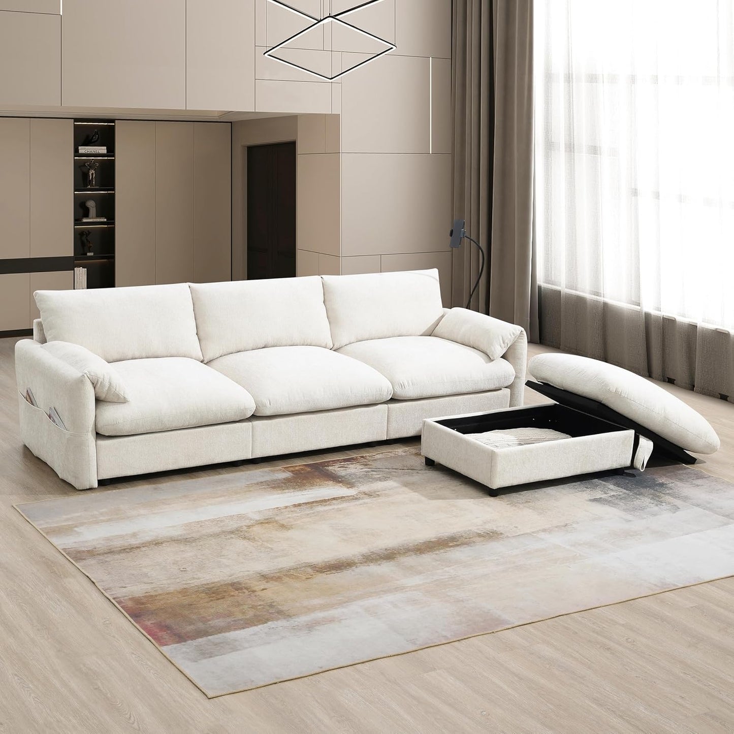 Oversized Modular Sectional Sofa Modern Cloud Couch with Movable Ottoman 7 Seater U/L Shaped Lounge Sofas Comfy Couches with Thicked Cushion Backrest for Living Room Spacious Space Office