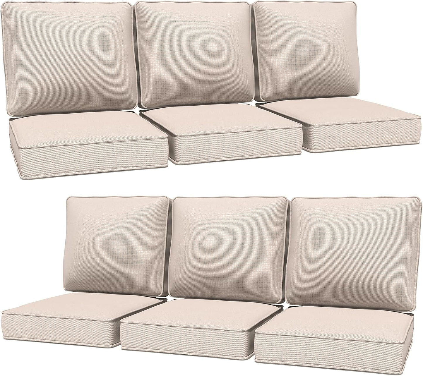Outdoor Chairs Cushions 23 x 24 inch Patio Furniture Chair Cushion Set of 5 Water-Resistant Fade Resistant and Removable Cover for Sectional Sofa Wicker Chairs Loveseat Couch, Beige
