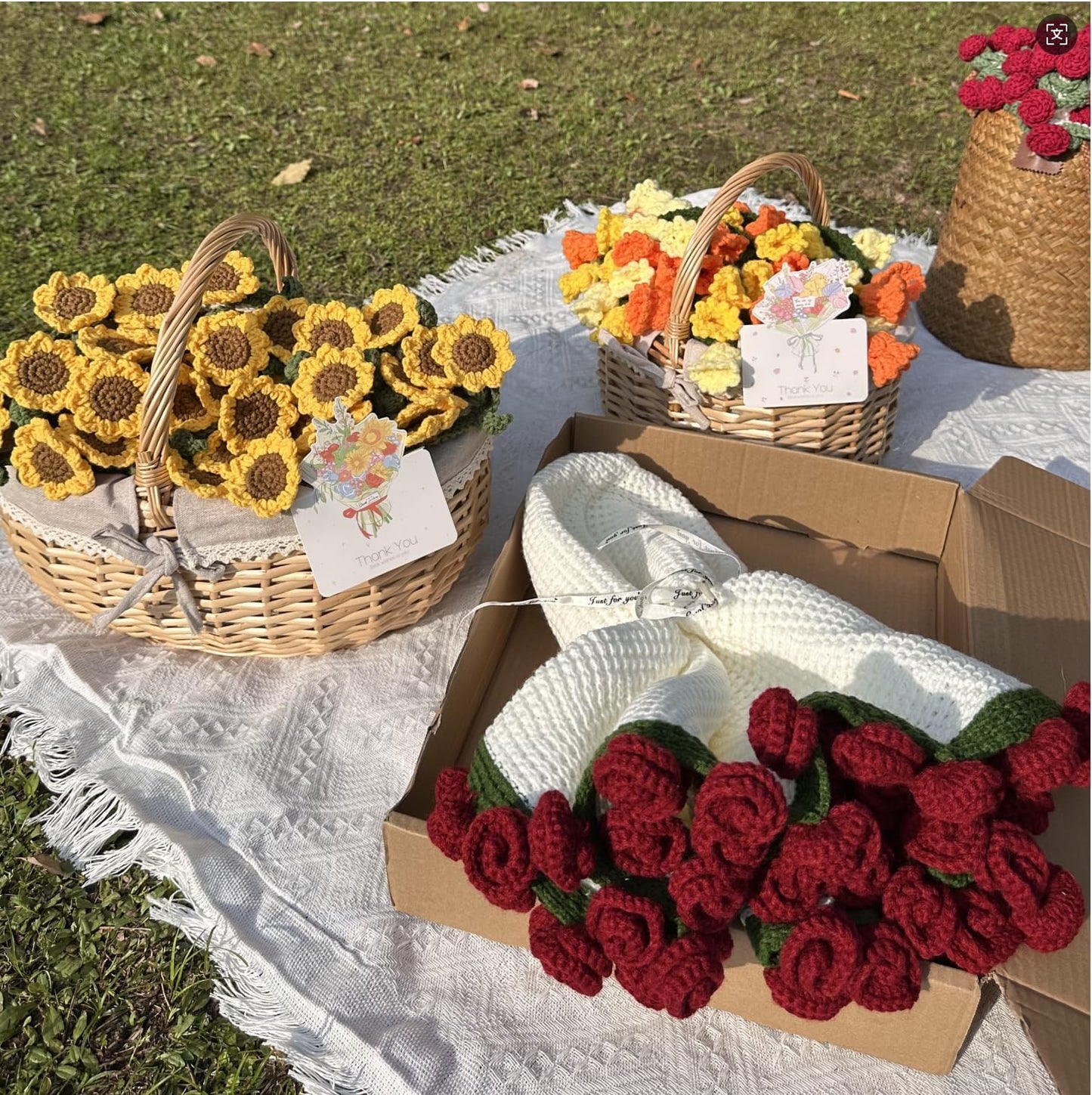 Red Rose Flower Blanket Floral Throw Blanket (Without Leaves), Gift for Mom, Multi-use Home Decoration 51in