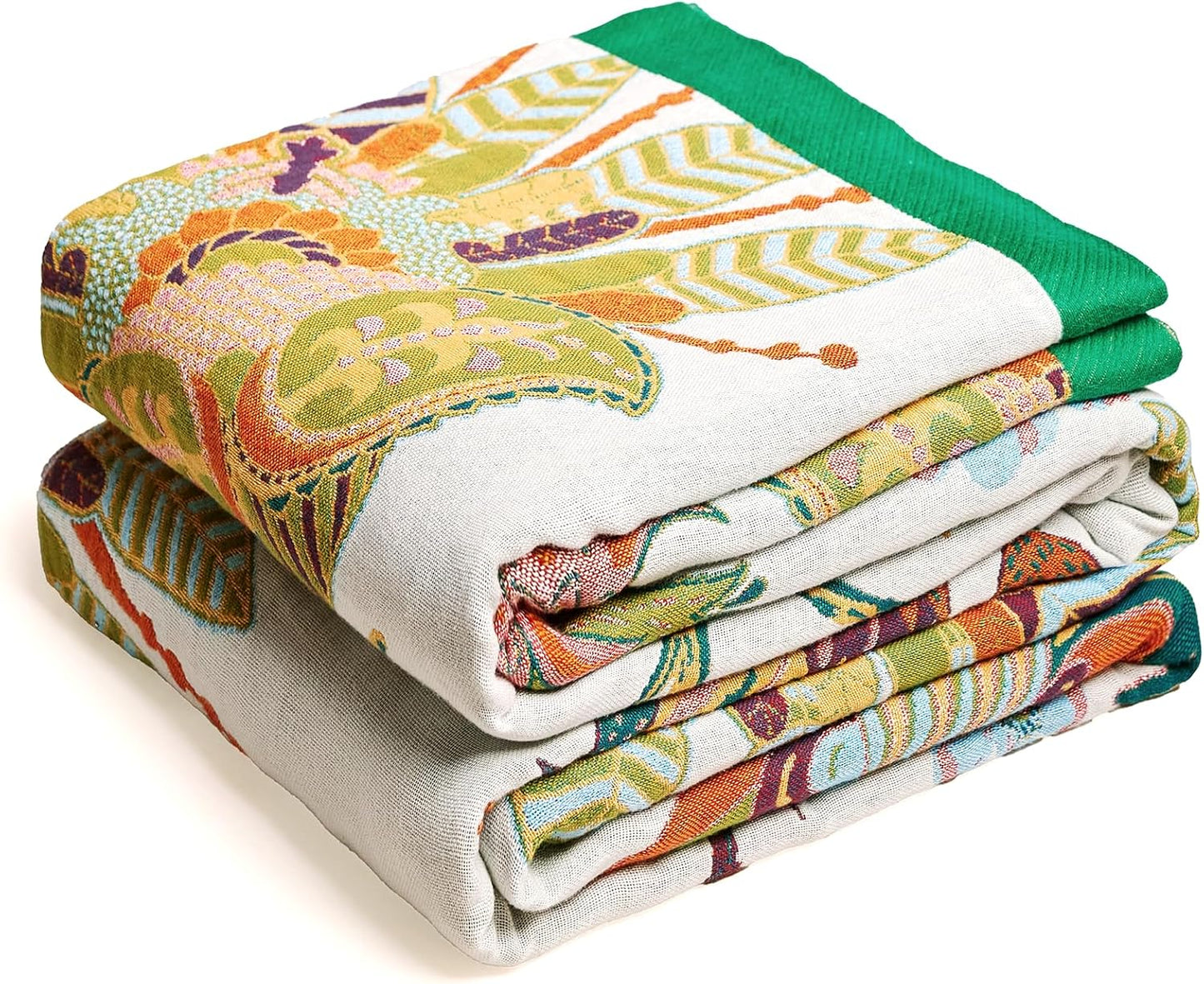 Boho Throw Blanket 60" x 80", 100% Organic Cotton Breathable Lightweight Ultra Soft Bed Quilt Throw - Summer Floral Butterfly Farmhouse Decor Blanket for Sofa Couch Chair and Gift.