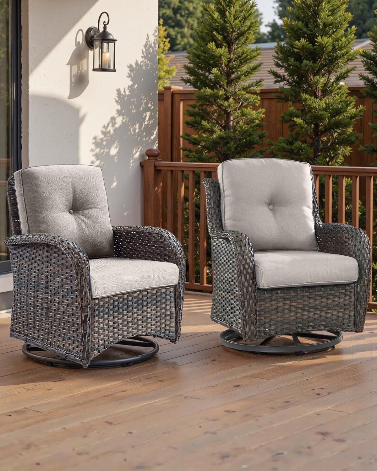 22x25/22x24 Outdoor Cushions for Patio 5 Piece Set - Set of 5 Water-Resistant Replacement Cushion for Wicker Rattan Dining Rocking Swivel Chairs Loveseat Couch Sectional Sofa - Beige/Button