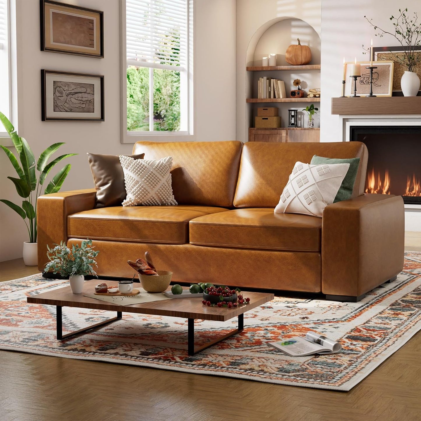 ELUCHANG 85" Modern Sofa Couches for Living Room, 3 Seater Sofa, Natural Linen Deep Seat Sofa with Upholstered Cushion&Detachable Cover, Comfy Sofa Couch for Small Space, Apartment, Cream