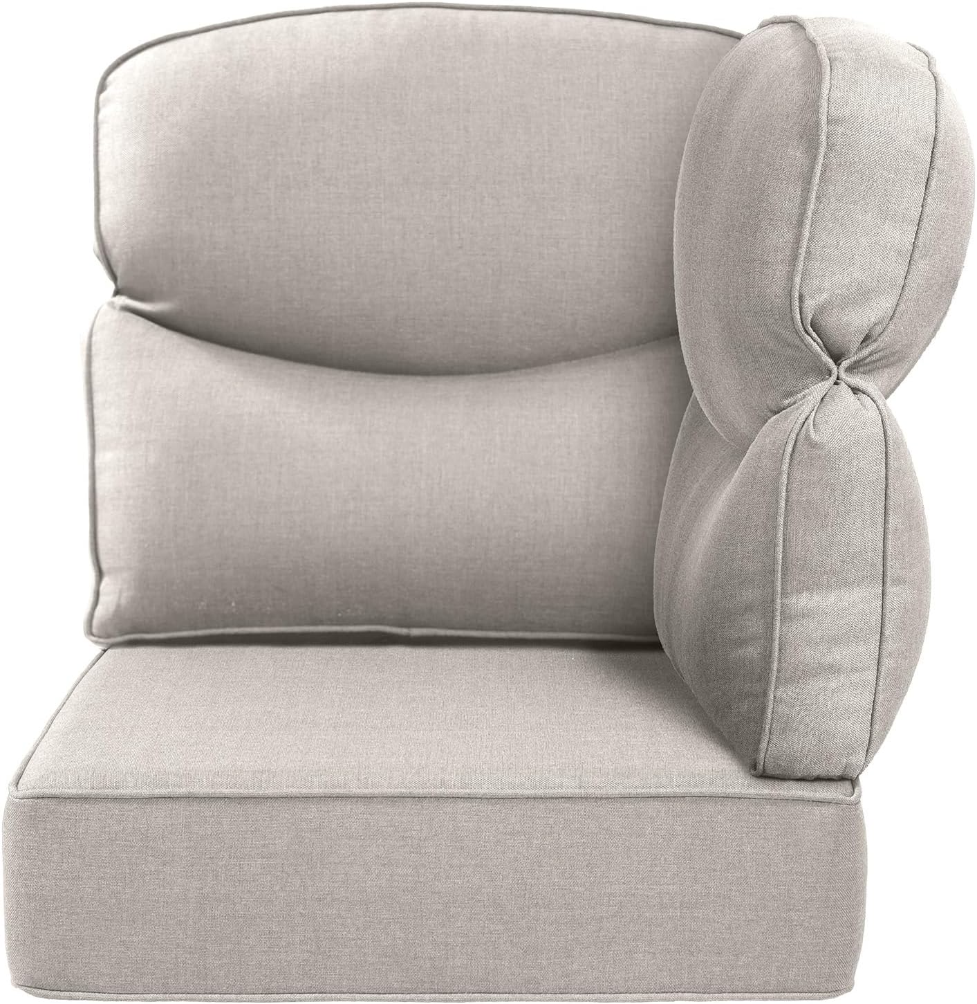 Luxury 24x24x6 Outdoor Cushions for 5-Seat Sectional Sofa Set of 5 - Water-Repellent 11-Piece Patio Cushion Set for Outside Rattan Wicker Loveseat Chair L-Shape Couch - Beige/Classic