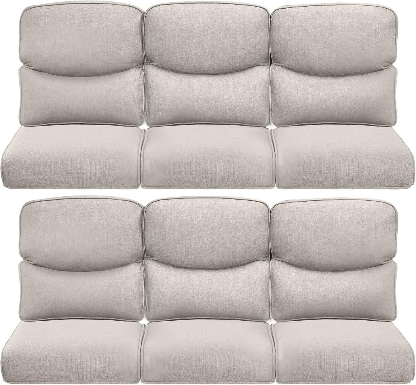 22x25/22x24 Outdoor Cushions for Patio 5 Piece Set - Set of 5 Water-Resistant Replacement Cushion for Wicker Rattan Dining Rocking Swivel Chairs Loveseat Couch Sectional Sofa - Beige/Button