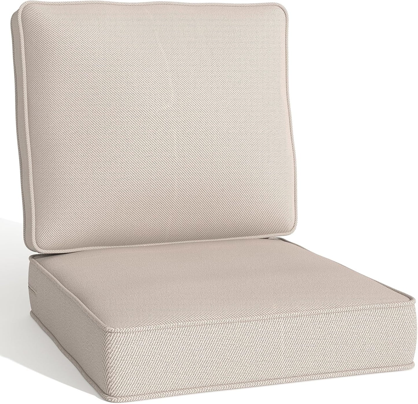 Outdoor Chairs Cushions 23 x 24 inch Patio Furniture Chair Cushion Set of 5 Water-Resistant Fade Resistant and Removable Cover for Sectional Sofa Wicker Chairs Loveseat Couch, Beige