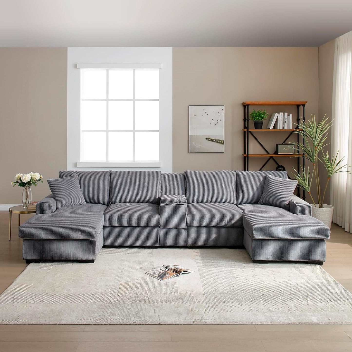 Oversized Modular Sectional Sofa Modern Cloud Couch with Movable Ottoman 7 Seater U/L Shaped Lounge Sofas Comfy Couches with Thicked Cushion Backrest for Living Room Spacious Space Office