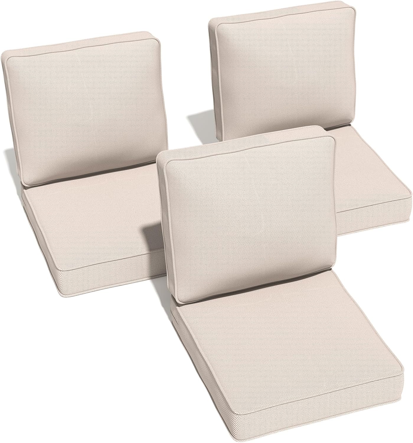 Outdoor Chairs Cushions 23 x 24 inch Patio Furniture Chair Cushion Set of 5 Water-Resistant Fade Resistant and Removable Cover for Sectional Sofa Wicker Chairs Loveseat Couch, Beige