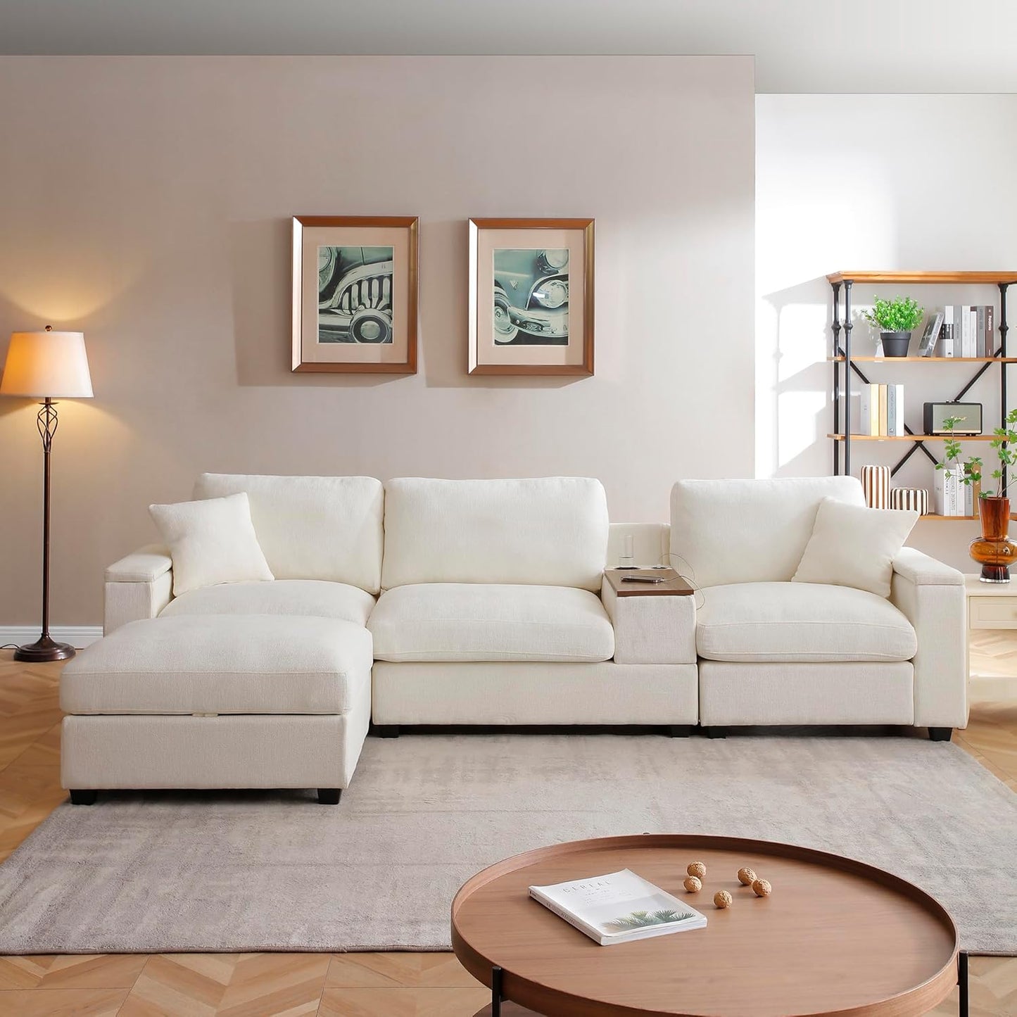 Oversized Modular Sectional Sofa Modern Cloud Couch with Movable Ottoman 7 Seater U/L Shaped Lounge Sofas Comfy Couches with Thicked Cushion Backrest for Living Room Spacious Space Office