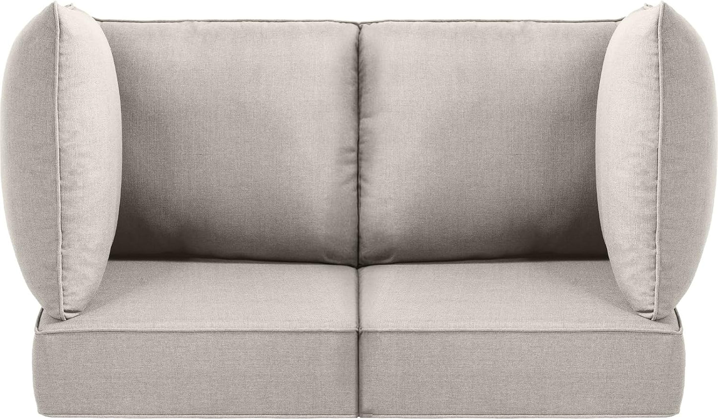 Luxury 24x24x6 Outdoor Cushions for 5-Seat Sectional Sofa Set of 5 - Water-Repellent 11-Piece Patio Cushion Set for Outside Rattan Wicker Loveseat Chair L-Shape Couch - Beige/Classic