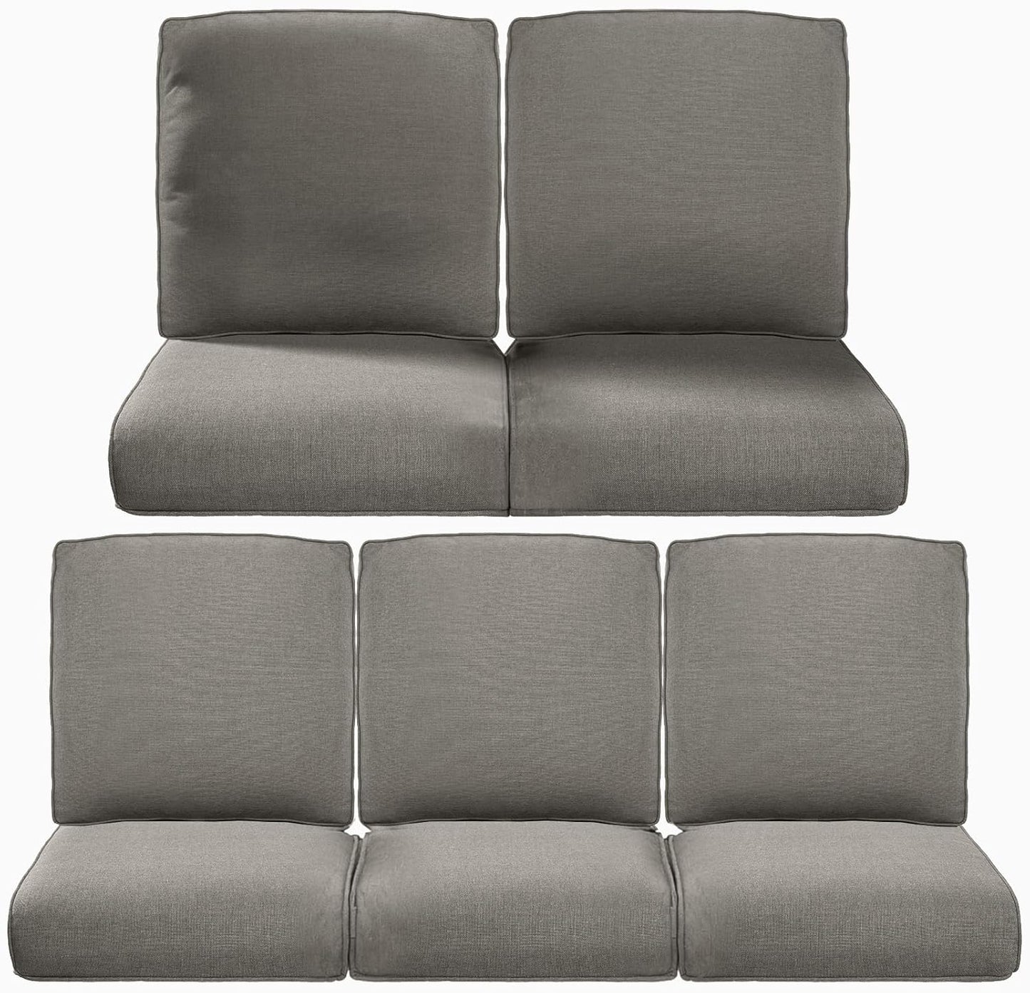 22x25/22x24 Outdoor Cushions for Patio 5 Piece Set - Set of 5 Water-Resistant Replacement Cushion for Wicker Rattan Dining Rocking Swivel Chairs Loveseat Couch Sectional Sofa - Beige/Button