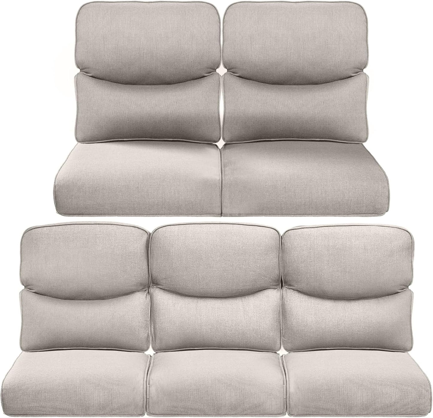 22x25/22x24 Outdoor Cushions for Patio 5 Piece Set - Set of 5 Water-Resistant Replacement Cushion for Wicker Rattan Dining Rocking Swivel Chairs Loveseat Couch Sectional Sofa - Beige/Button