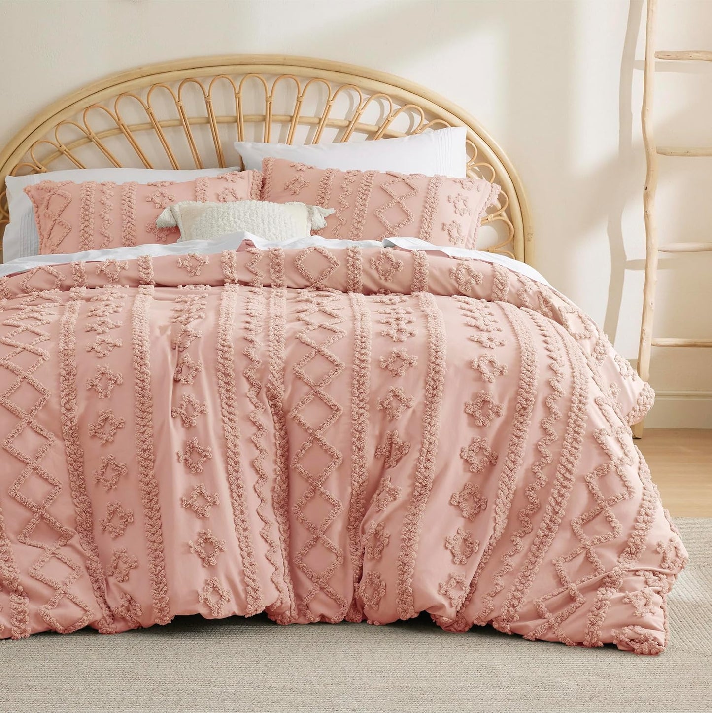 Bedsure Boho Kids Duvet Cover Queen Size(Duvet Insert/Comforter not Included - Tufted Duvet Cover Queen for All Seasons,Soft Shabby Chic Boho Bedding (Beige, 90" x 90")
