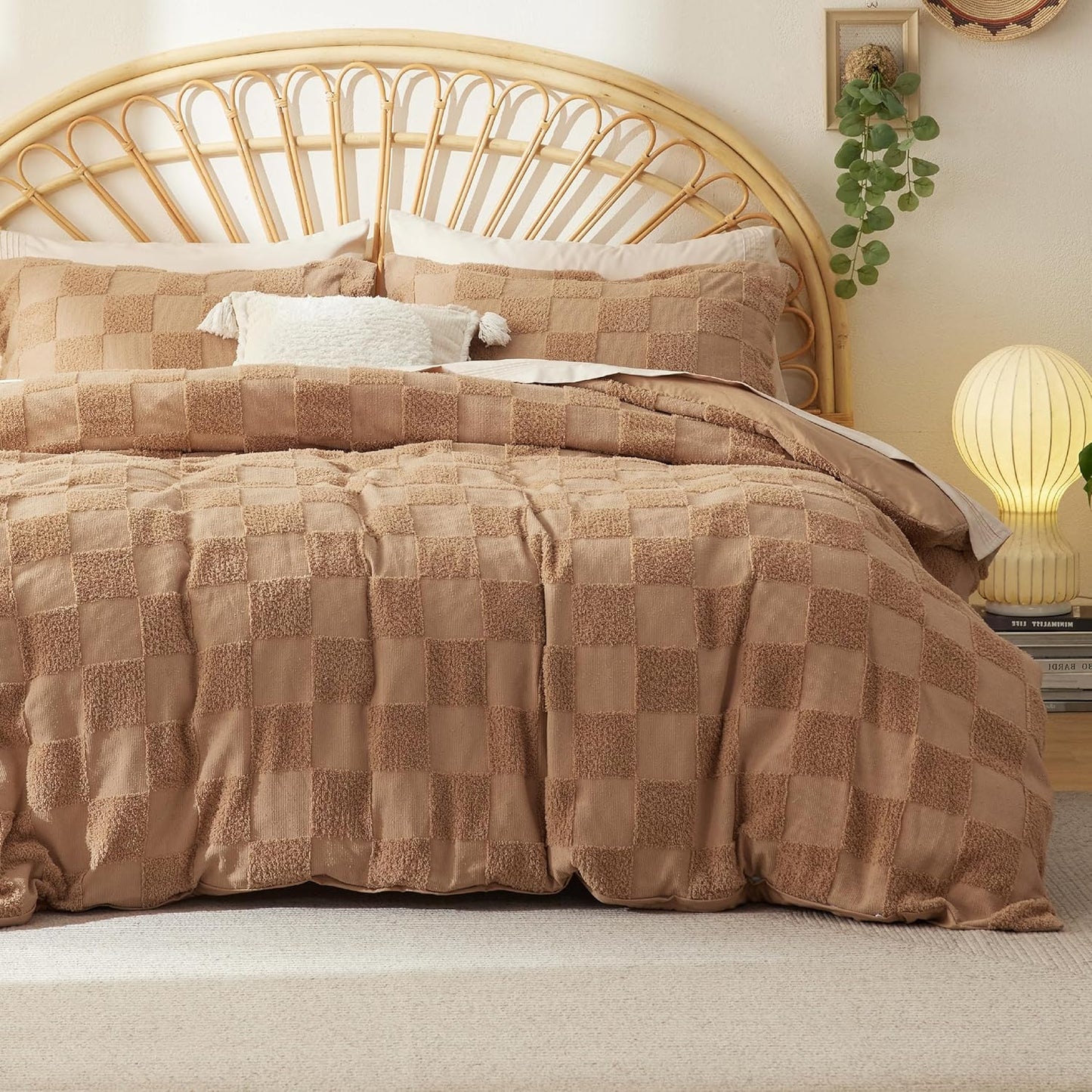 Bedsure Boho Kids Duvet Cover Queen Size(Duvet Insert/Comforter not Included - Tufted Duvet Cover Queen for All Seasons,Soft Shabby Chic Boho Bedding (Beige, 90" x 90")