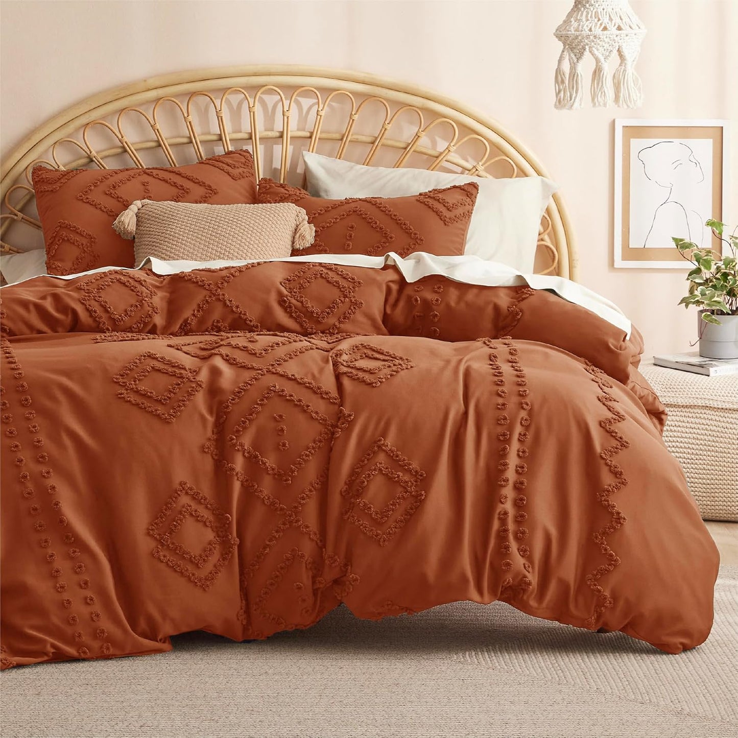 Bedsure Luxury Waffle Duvet Cover King Size - Textured Duvet Cover Set, Soft, Breathable Bedding Set (104"x90") with 2 Pillow Shams for All Season, Linen, Comforter Not Included
