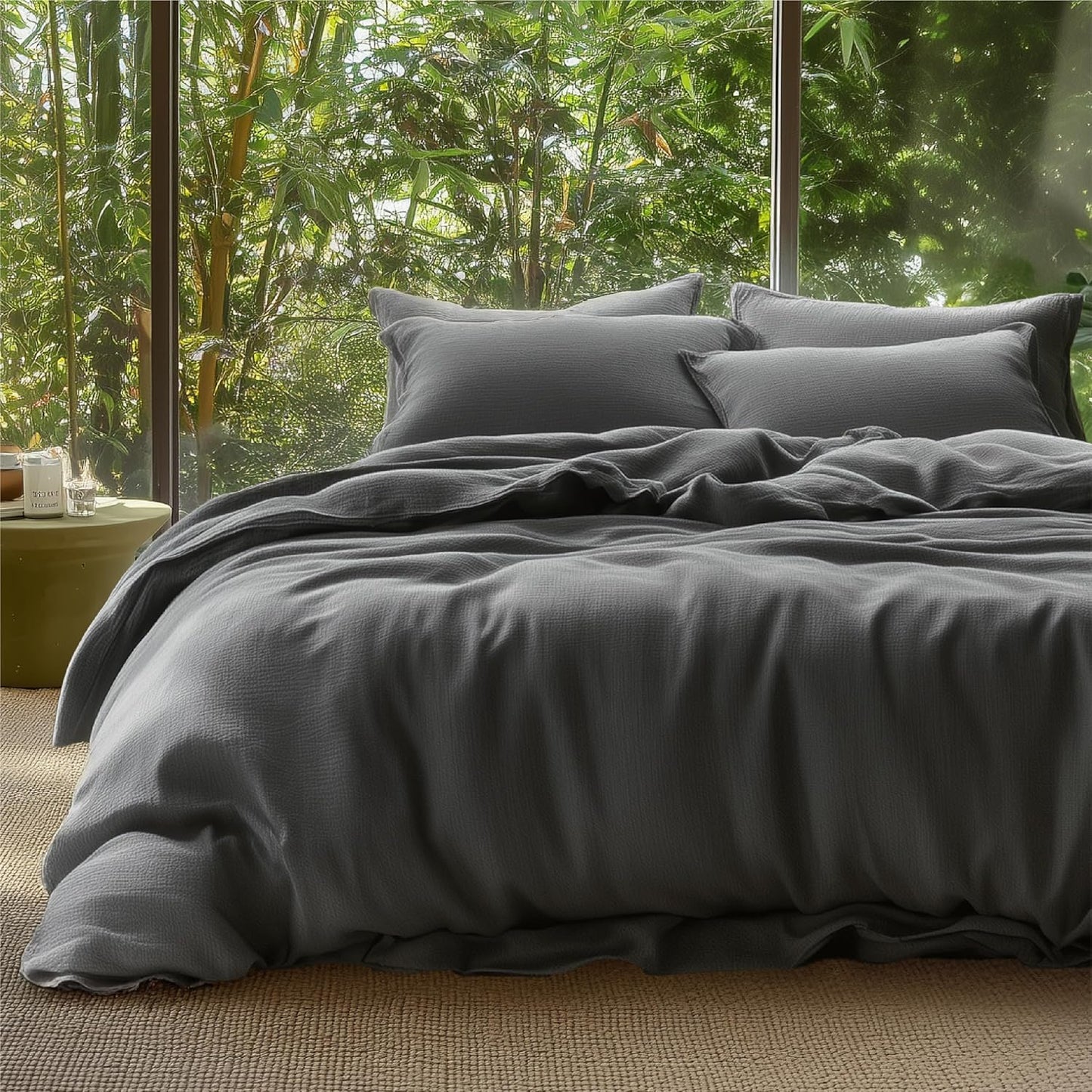 Bedsure 100% Muslin Cotton Duvet Cover King Size - Ultra-Soft, Breathable & Lightweight - Linen Like Gauze Comforter Cover Set with Button Closure and Corner Ties (Terracotta, King, 104"x90")