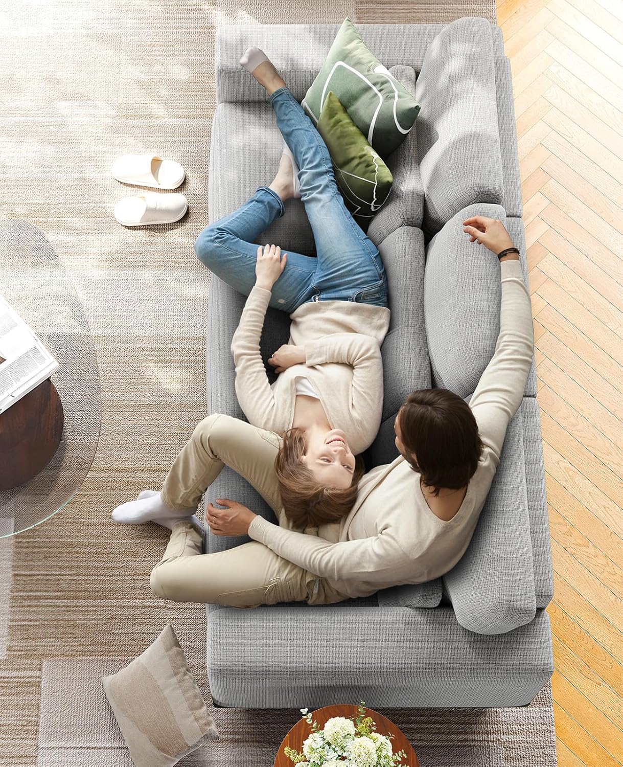 Amada 89" Sofa,3 Seater Sofa Couch for Living Room,Modern Couch with Deep Seats &Wide Armrests,Comfy Sofa with Supportive Futon &Thickened Cushion,Removable & Washable Covers,Grey