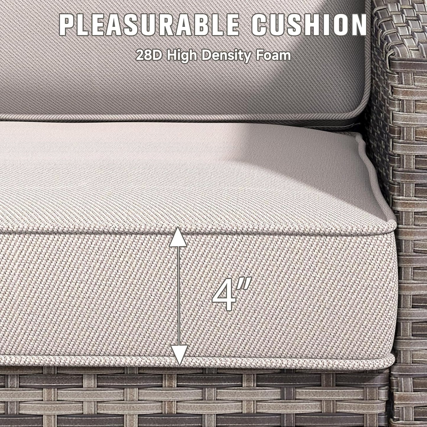 Outdoor Chairs Cushions 23 x 24 inch Patio Furniture Chair Cushion Set of 5 Water-Resistant Fade Resistant and Removable Cover for Sectional Sofa Wicker Chairs Loveseat Couch, Beige