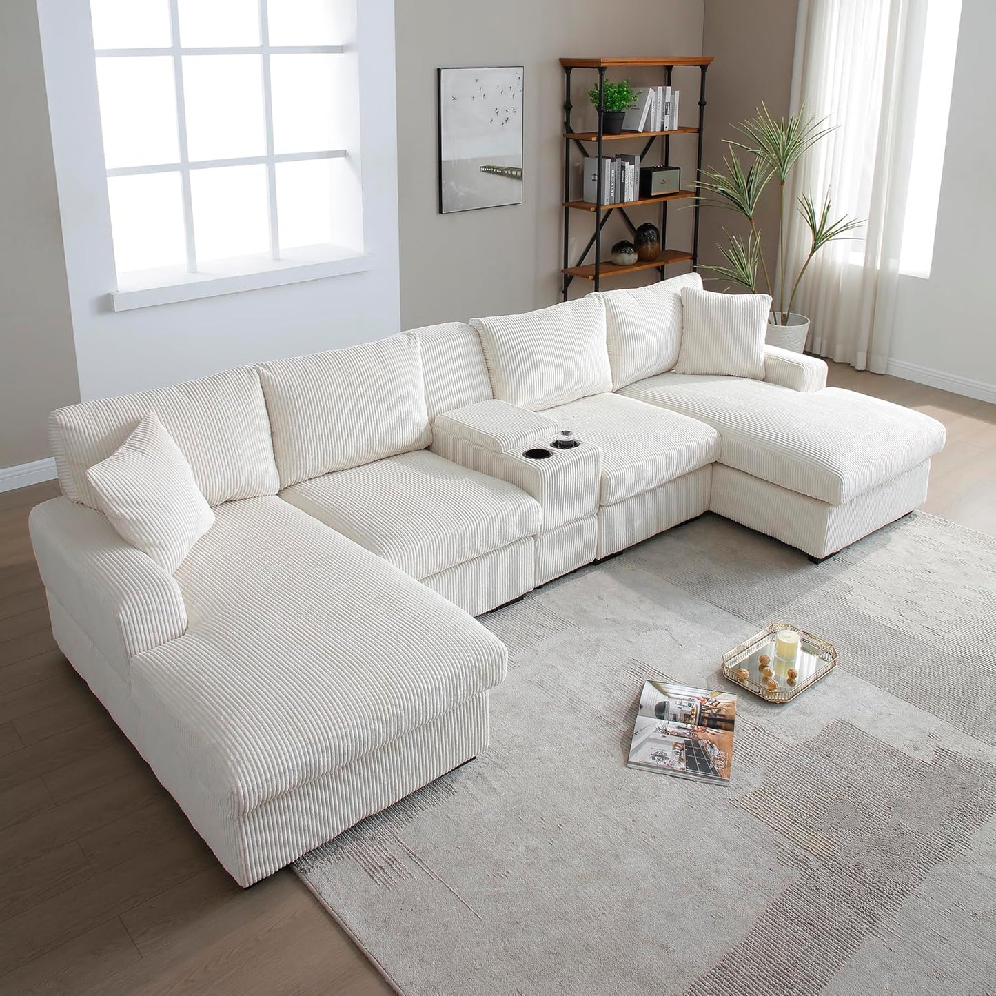 Oversized Modular Sectional Sofa Modern Cloud Couch with Movable Ottoman 7 Seater U/L Shaped Lounge Sofas Comfy Couches with Thicked Cushion Backrest for Living Room Spacious Space Office