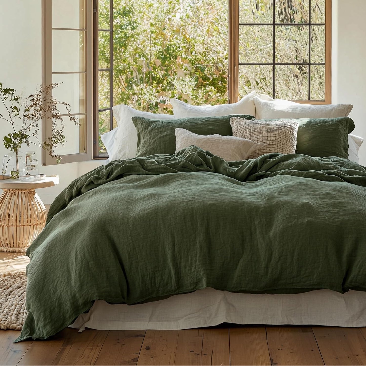Bedsure 100% Muslin Cotton Duvet Cover King Size - Ultra-Soft, Breathable & Lightweight - Linen Like Gauze Comforter Cover Set with Button Closure and Corner Ties (Terracotta, King, 104"x90")