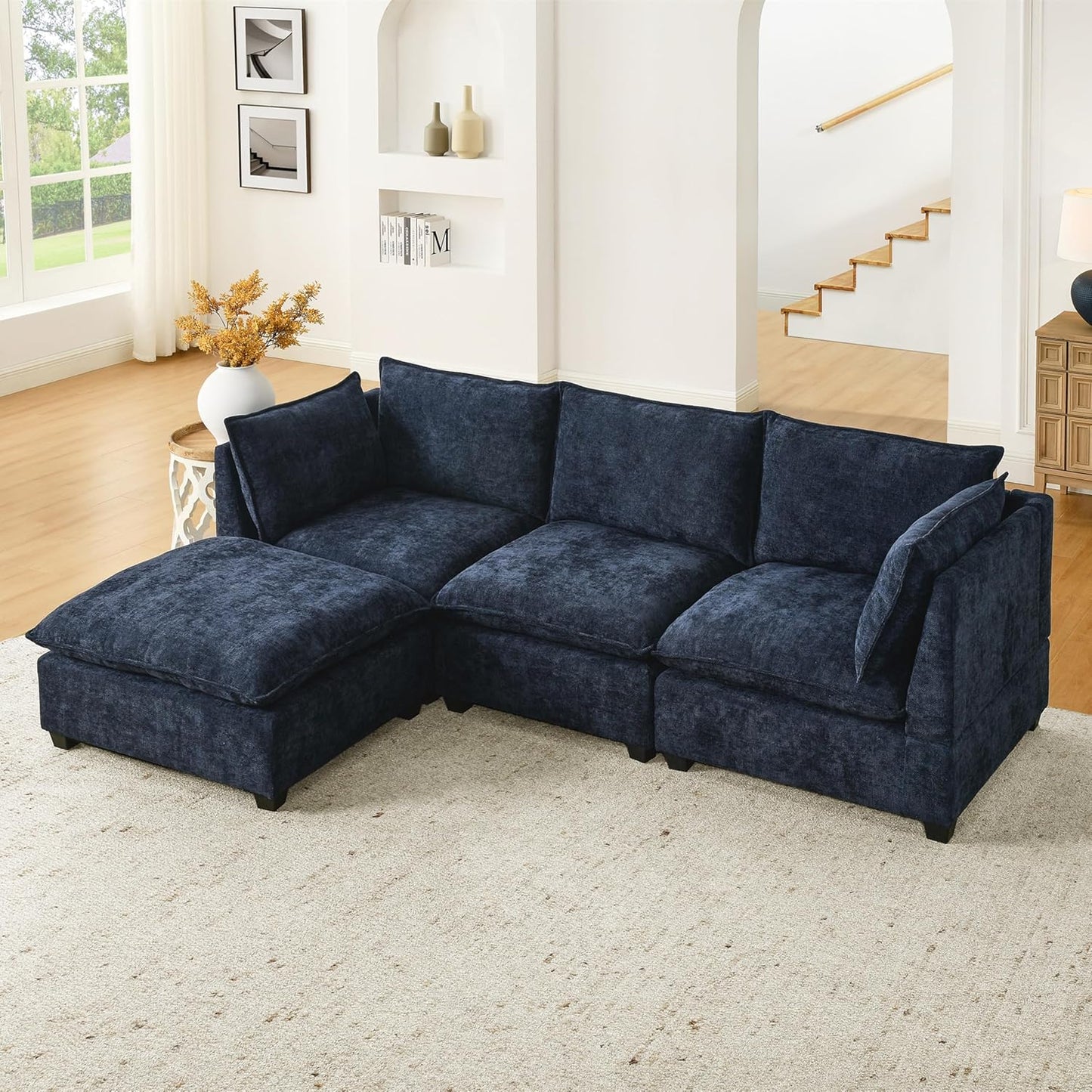 Oversized Modular Sectional Sofa Modern Cloud Couch with Movable Ottoman 7 Seater U/L Shaped Lounge Sofas Comfy Couches with Thicked Cushion Backrest for Living Room Spacious Space Office