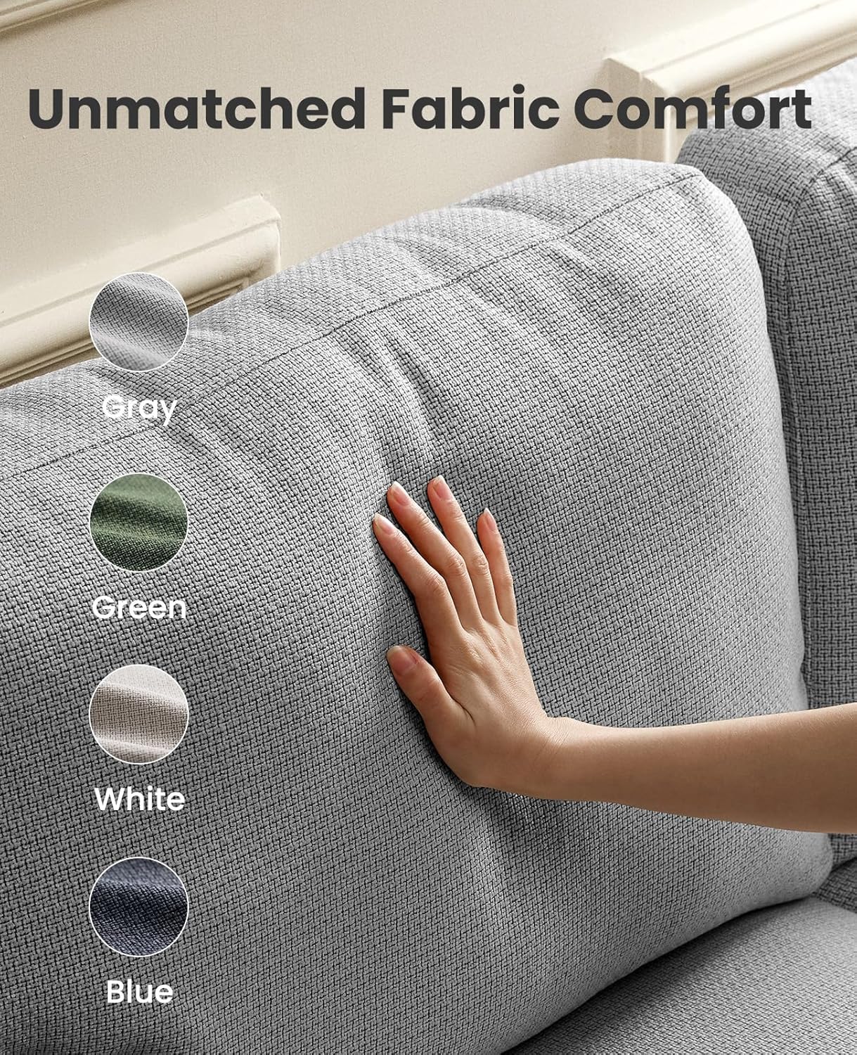 Amada 89" Sofa,3 Seater Sofa Couch for Living Room,Modern Couch with Deep Seats &Wide Armrests,Comfy Sofa with Supportive Futon &Thickened Cushion,Removable & Washable Covers,Grey