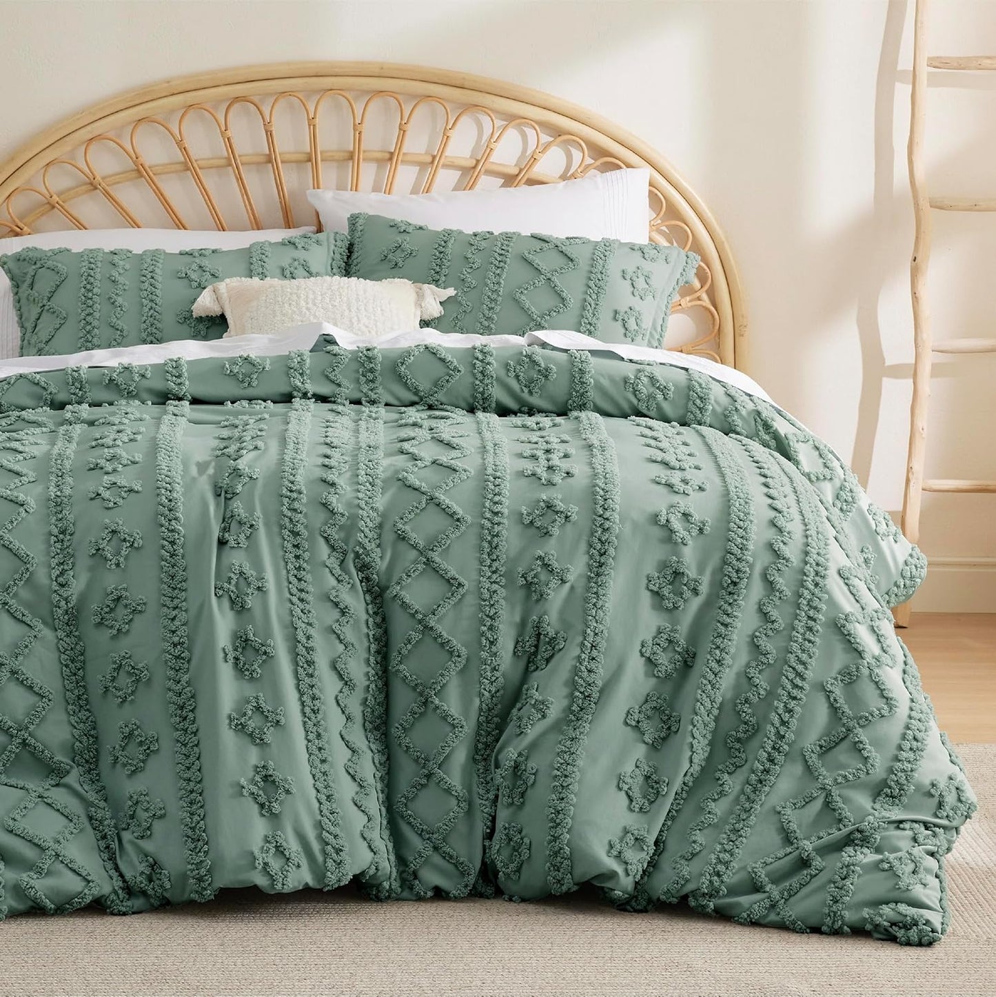 Bedsure Boho Kids Duvet Cover Queen Size(Duvet Insert/Comforter not Included - Tufted Duvet Cover Queen for All Seasons,Soft Shabby Chic Boho Bedding (Beige, 90" x 90")