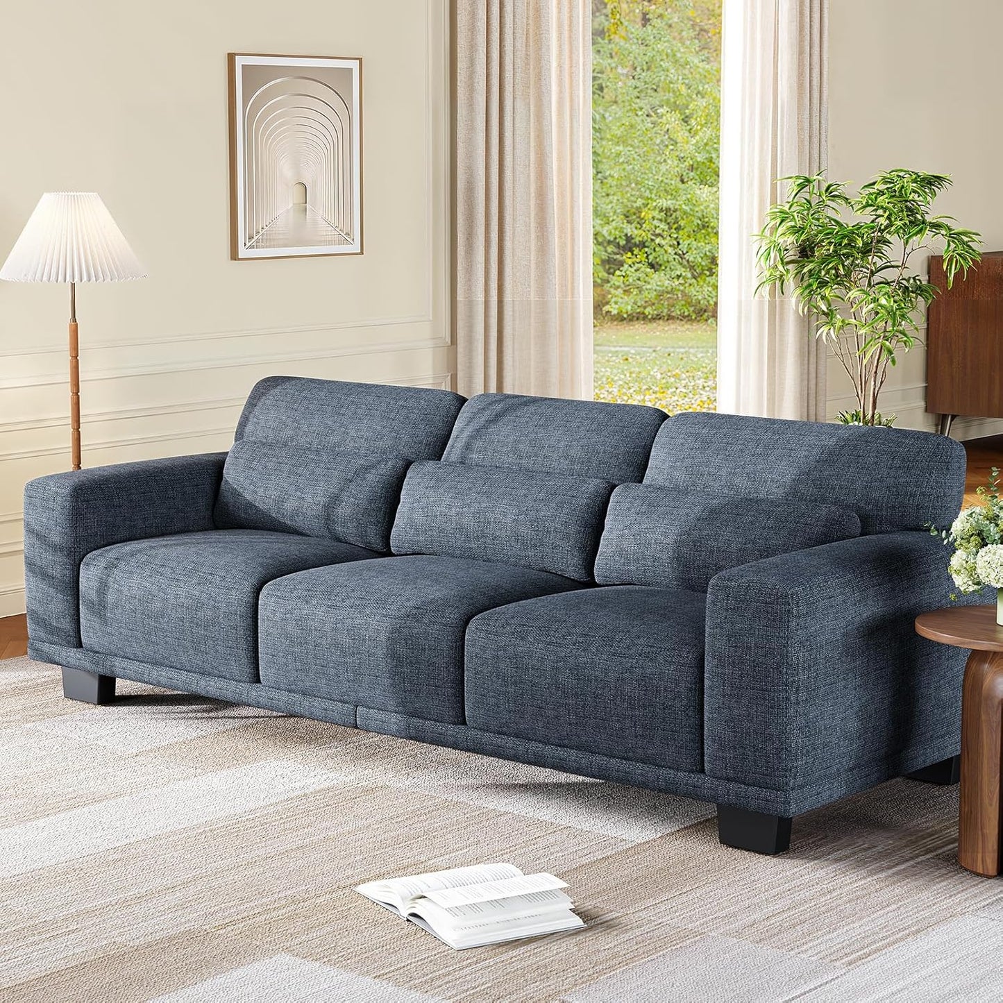 Amada 89" Sofa,3 Seater Sofa Couch for Living Room,Modern Couch with Deep Seats &Wide Armrests,Comfy Sofa with Supportive Futon &Thickened Cushion,Removable & Washable Covers,Grey