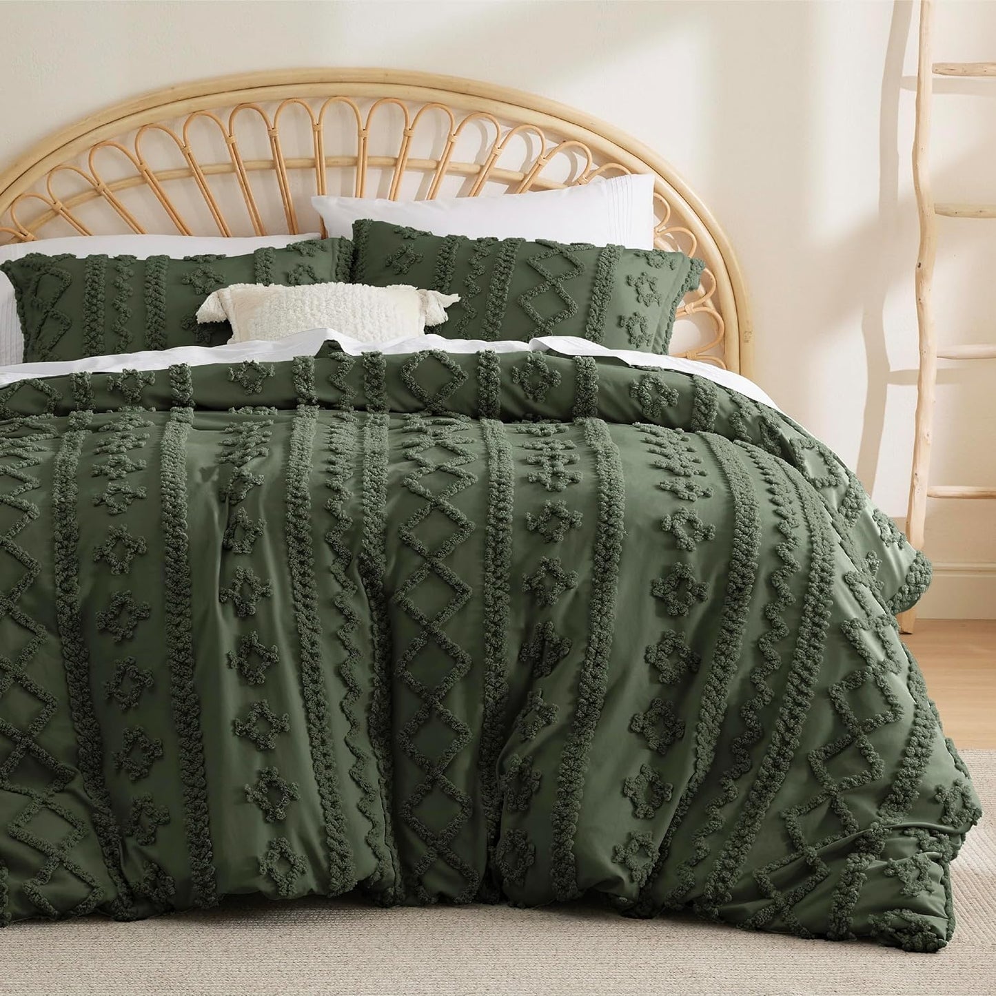 Bedsure Boho Kids Duvet Cover Queen Size(Duvet Insert/Comforter not Included - Tufted Duvet Cover Queen for All Seasons,Soft Shabby Chic Boho Bedding (Beige, 90" x 90")