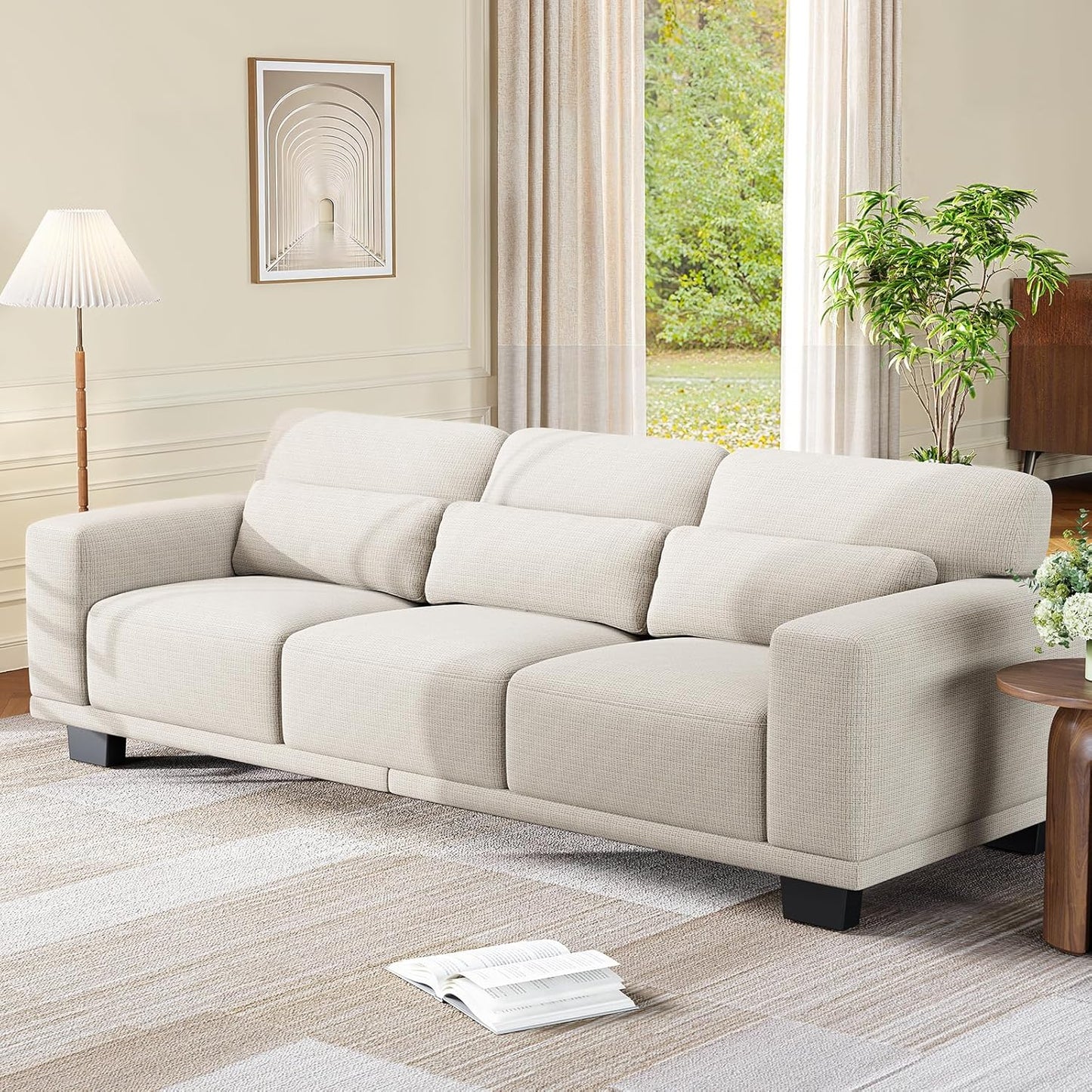 Amada 89" Sofa,3 Seater Sofa Couch for Living Room,Modern Couch with Deep Seats &Wide Armrests,Comfy Sofa with Supportive Futon &Thickened Cushion,Removable & Washable Covers,Grey