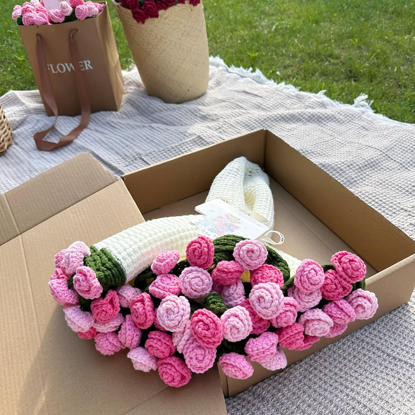 Red Rose Flower Blanket Floral Throw Blanket (Without Leaves), Gift for Mom, Multi-use Home Decoration 51in