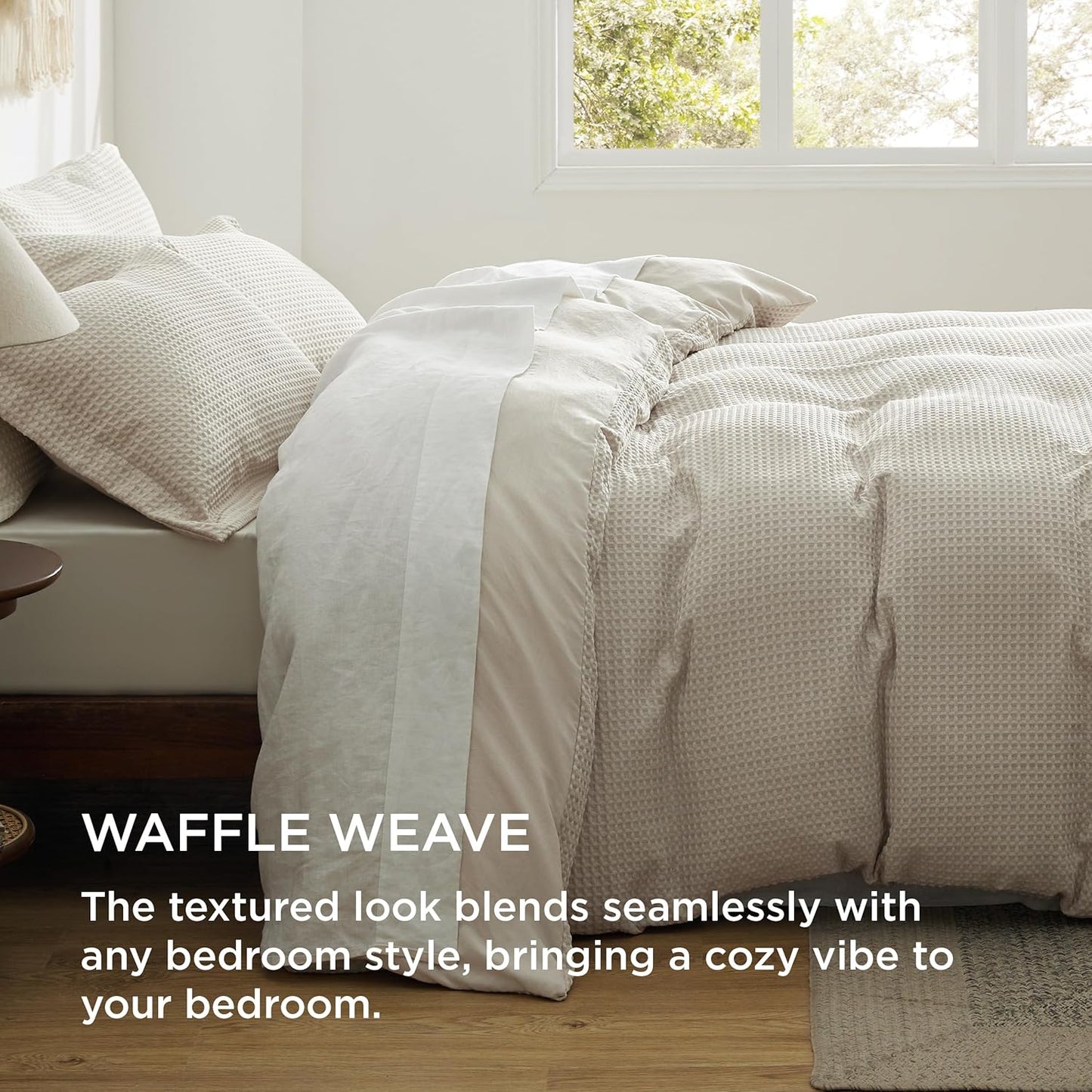 Bedsure Luxury Waffle Duvet Cover King Size - Textured Duvet Cover Set, Soft, Breathable Bedding Set (104"x90") with 2 Pillow Shams for All Season, Linen, Comforter Not Included