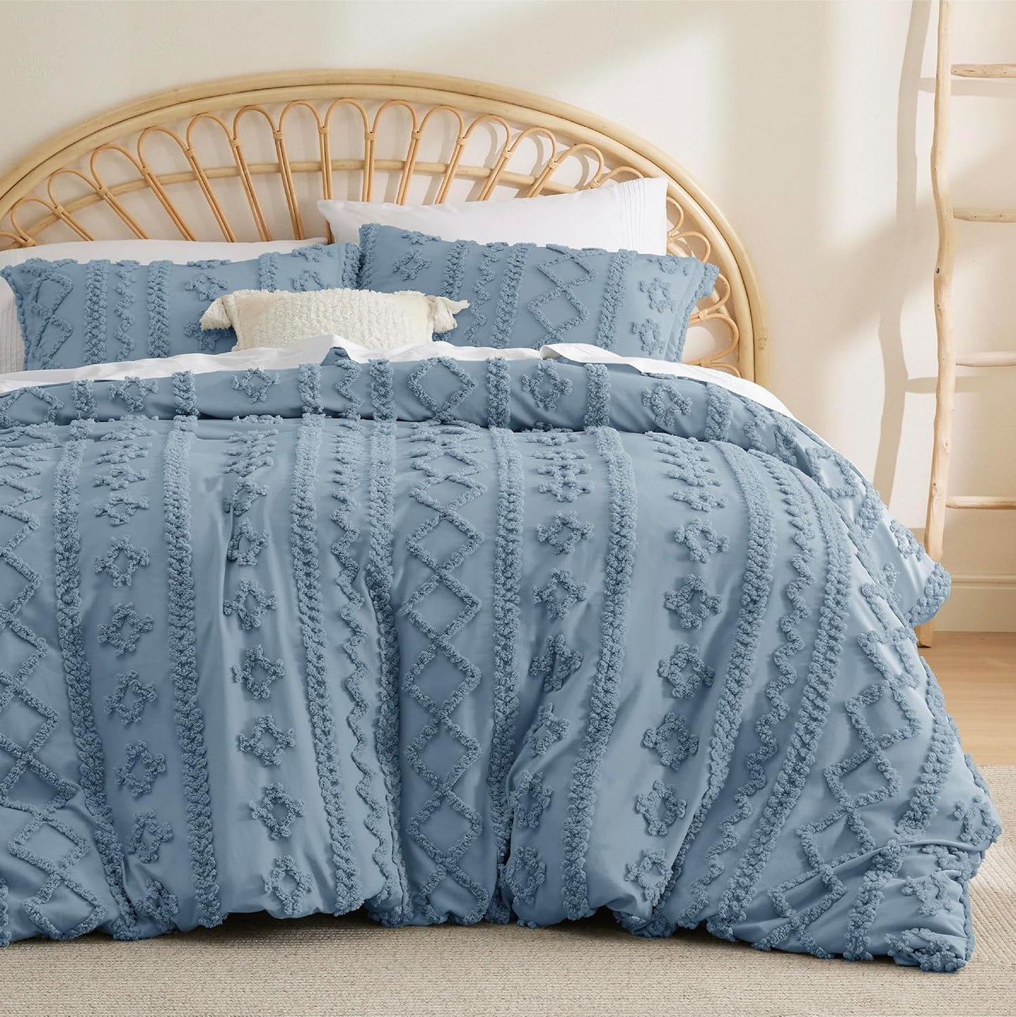 Bedsure Boho Kids Duvet Cover Queen Size(Duvet Insert/Comforter not Included - Tufted Duvet Cover Queen for All Seasons,Soft Shabby Chic Boho Bedding (Beige, 90" x 90")