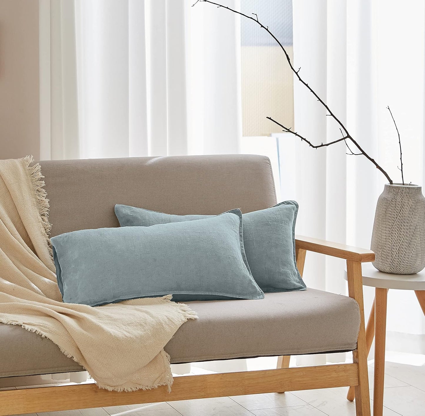Simple&Opulence 100% Linen Duvet Cover Set with Embroidery Washed - 3 Pieces (1 Duvet Cover with 2 Pillow Shams) with Button Closure Soft Breathable Farmhouse - Linen, King Size