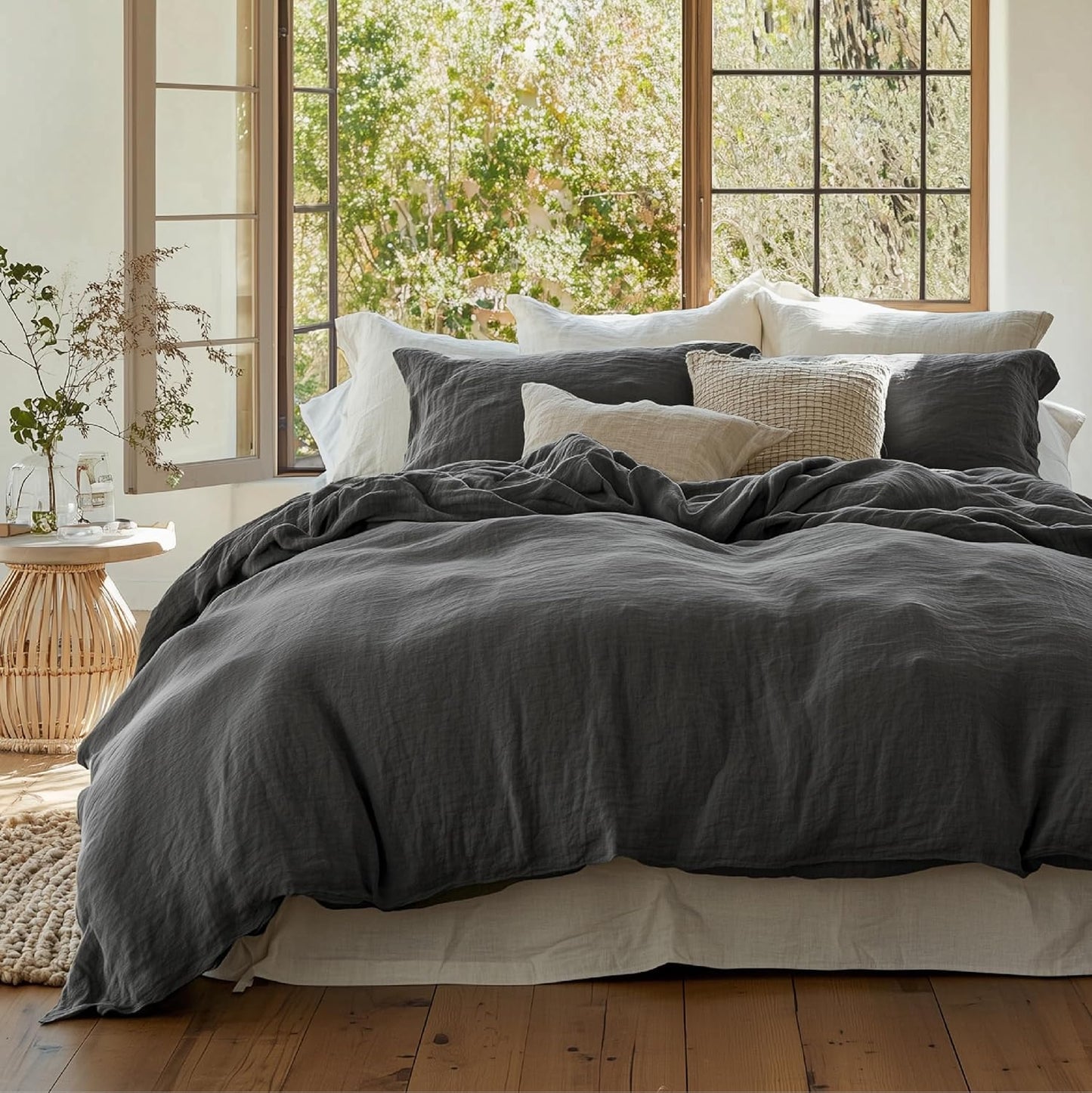 Bedsure 100% Muslin Cotton Duvet Cover King Size - Ultra-Soft, Breathable & Lightweight - Linen Like Gauze Comforter Cover Set with Button Closure and Corner Ties (Terracotta, King, 104"x90")