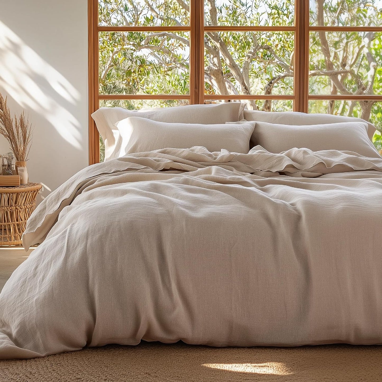 Bedsure 100% Muslin Cotton Duvet Cover King Size - Ultra-Soft, Breathable & Lightweight - Linen Like Gauze Comforter Cover Set with Button Closure and Corner Ties (Terracotta, King, 104"x90")