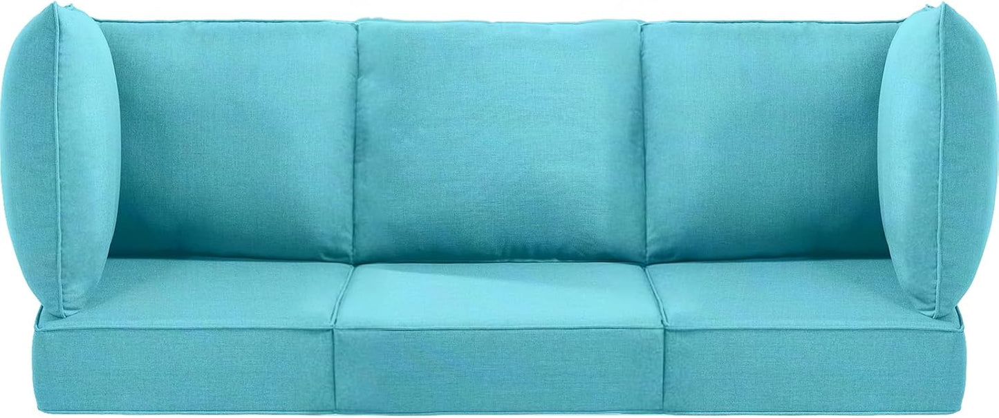 Luxury 24x24x6 Outdoor Cushions for 5-Seat Sectional Sofa Set of 5 - Water-Repellent 11-Piece Patio Cushion Set for Outside Rattan Wicker Loveseat Chair L-Shape Couch - Beige/Classic