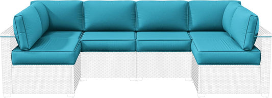 Outdoor Replacement Cushions for Patio Furniture, 5" Foam High-Density, 14-Piece Water-Resistant Outdoor Cushion for 6-Seat Sectional Patio Conversation Sets, Liner&Cover
