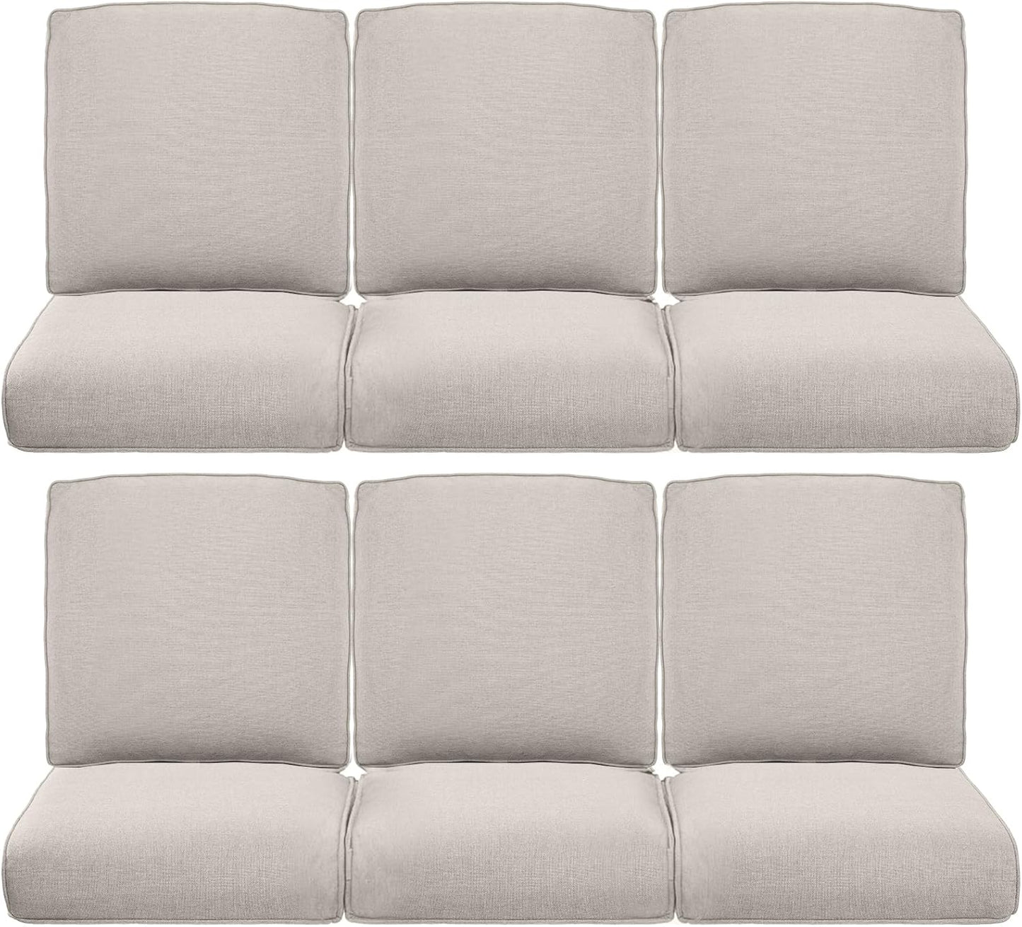 22x25/22x24 Outdoor Cushions for Patio 5 Piece Set - Set of 5 Water-Resistant Replacement Cushion for Wicker Rattan Dining Rocking Swivel Chairs Loveseat Couch Sectional Sofa - Beige/Button