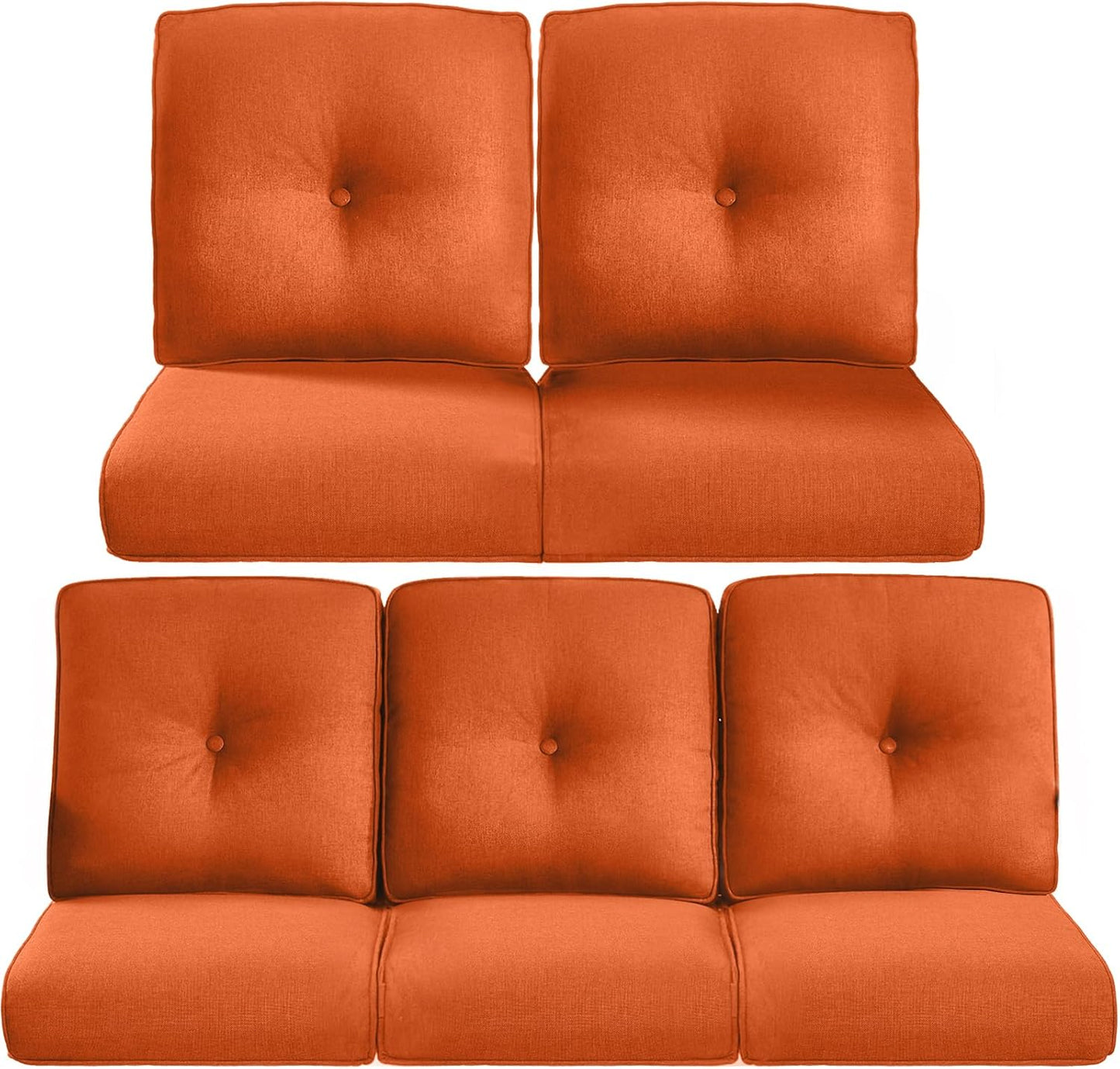 22x25/22x24 Outdoor Cushions for Patio 5 Piece Set - Set of 5 Water-Resistant Replacement Cushion for Wicker Rattan Dining Rocking Swivel Chairs Loveseat Couch Sectional Sofa - Beige/Button
