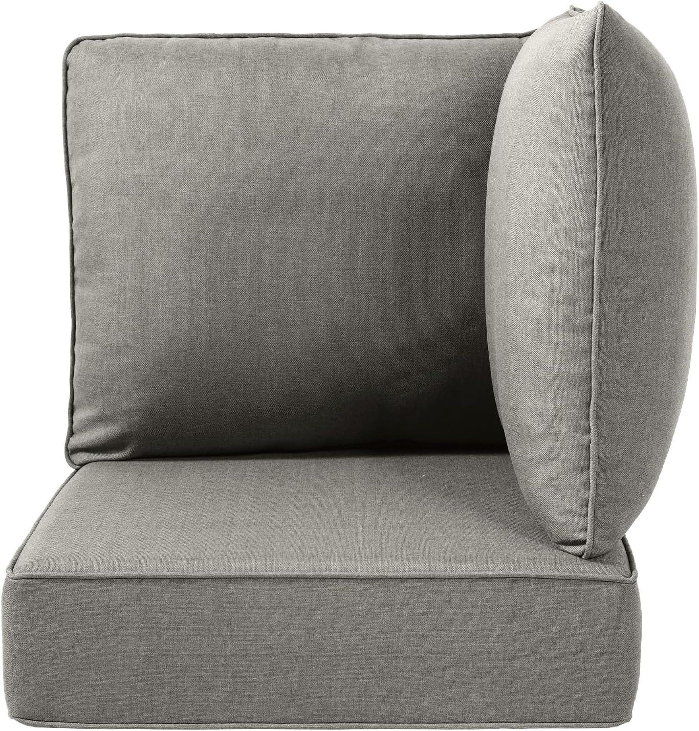 Luxury 24x24x6 Outdoor Cushions for 5-Seat Sectional Sofa Set of 5 - Water-Repellent 11-Piece Patio Cushion Set for Outside Rattan Wicker Loveseat Chair L-Shape Couch - Beige/Classic