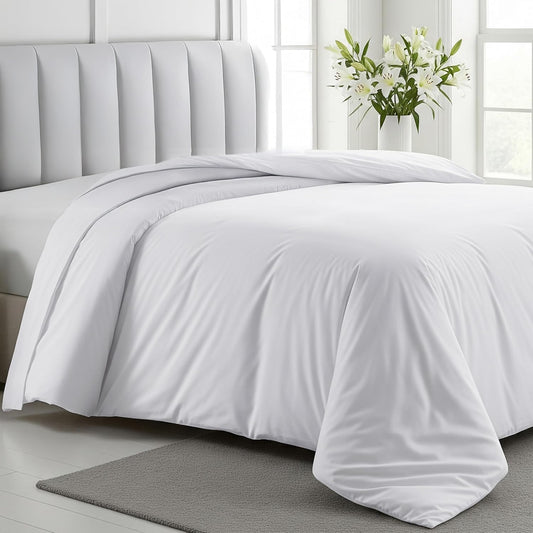 California Design Den Duvet Cover King Size Only - Winner Good Housekeeping Best Bedding Awards 2025, Premium 400 Thread Count Sateen, 100% Cotton Duvet Covers, Button Closure & Corner Ties - White